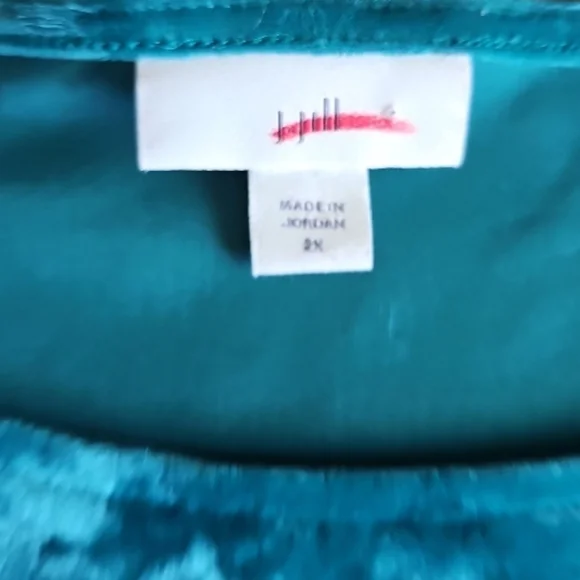 J. Jill 2X Crushed Velvet Top Teal Blue Holiday Blouse Luxe Stretch Velvet - Picture 9 of 14
